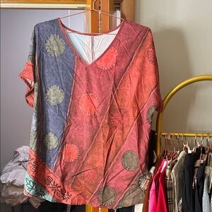 Vibrant V-Neck Short Sleeve Top